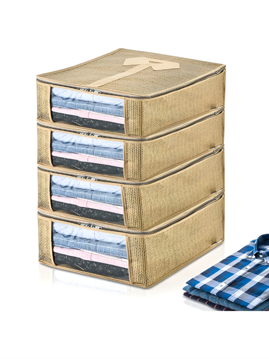 Aura Gold-Toned & Transparent 4 Pieces Lining Multi-Utility Organisers