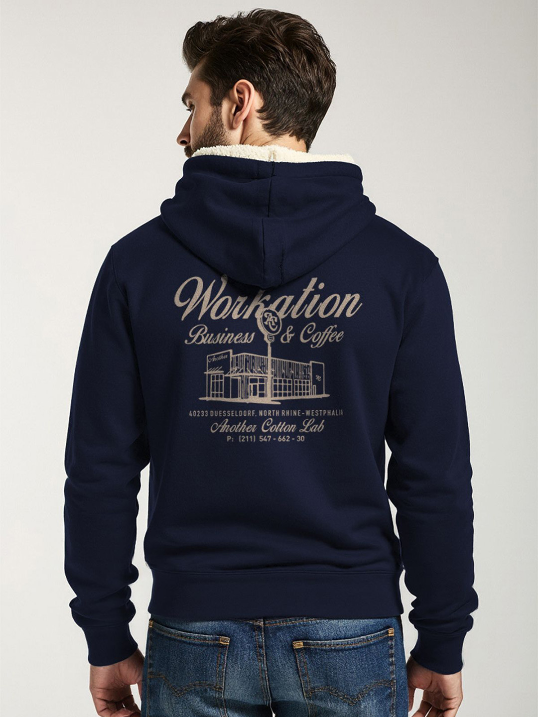 TOGS & TERRE Men Typography Printed Hooded Sweatshirt