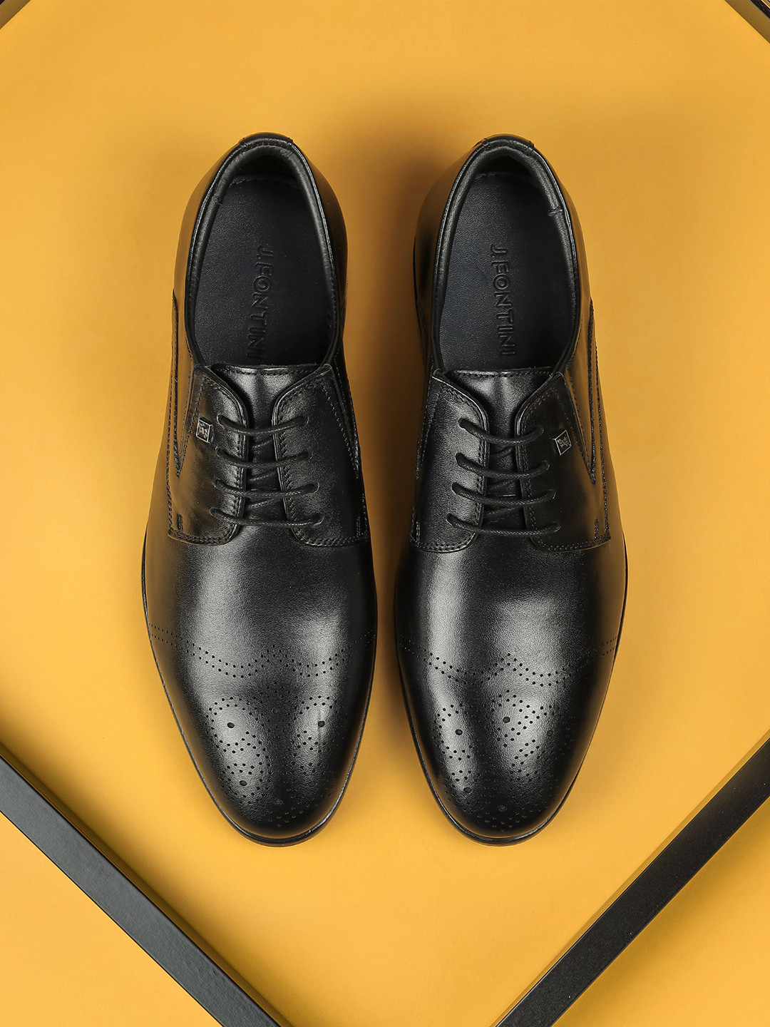 Mochi Men Textured Leather Lace-Up Formal Derby Shoes