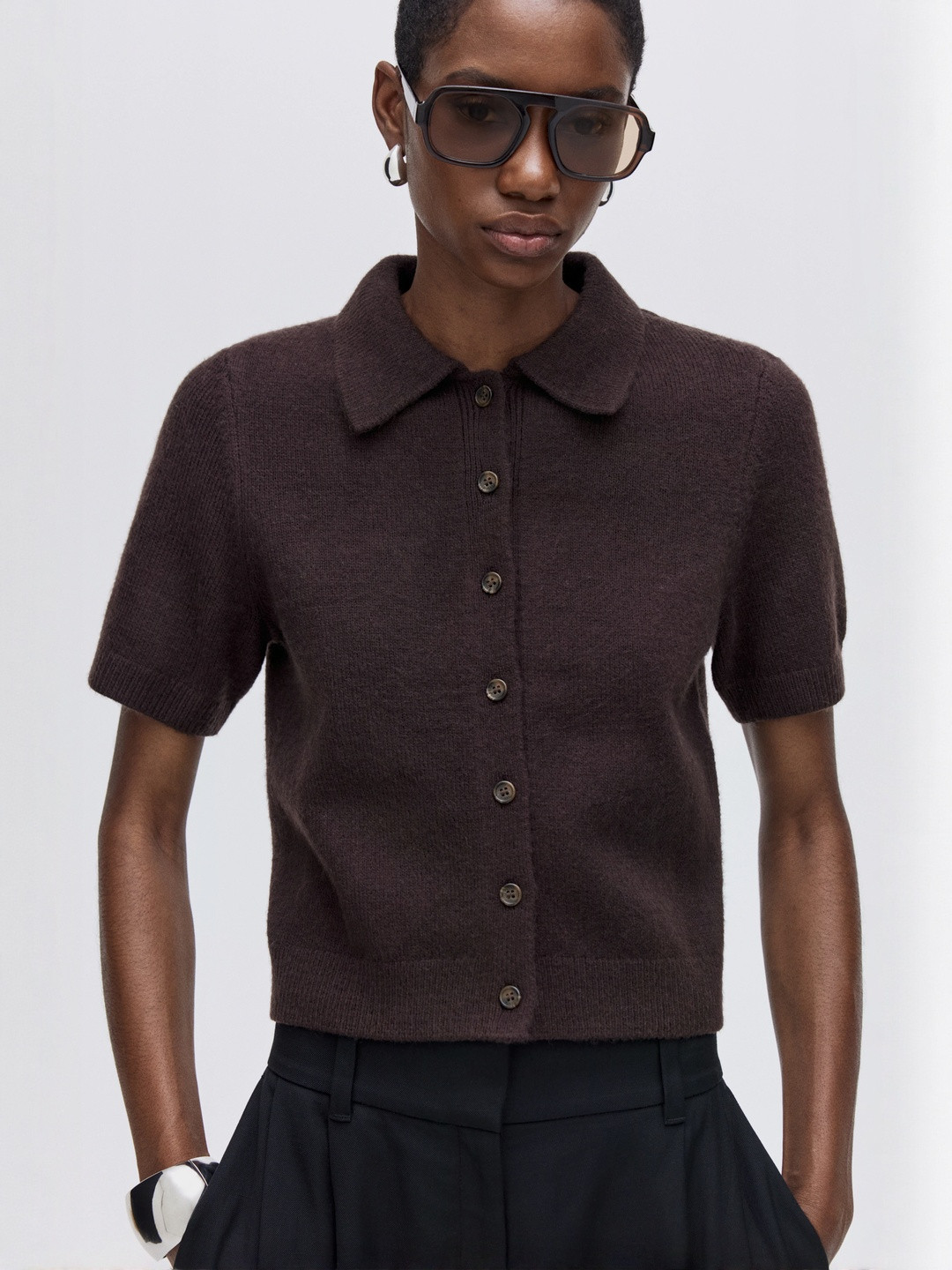 H&M Short-Sleeved Collared Cardigan