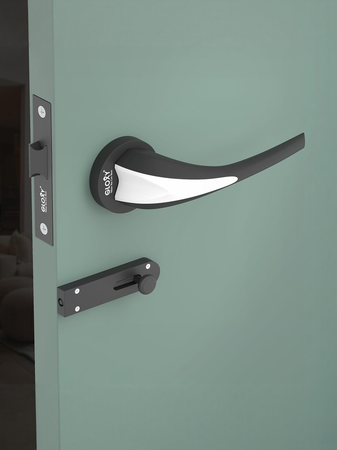 GLOXY Gold Finish Mortise Keyless Door Latch Lock With Handle