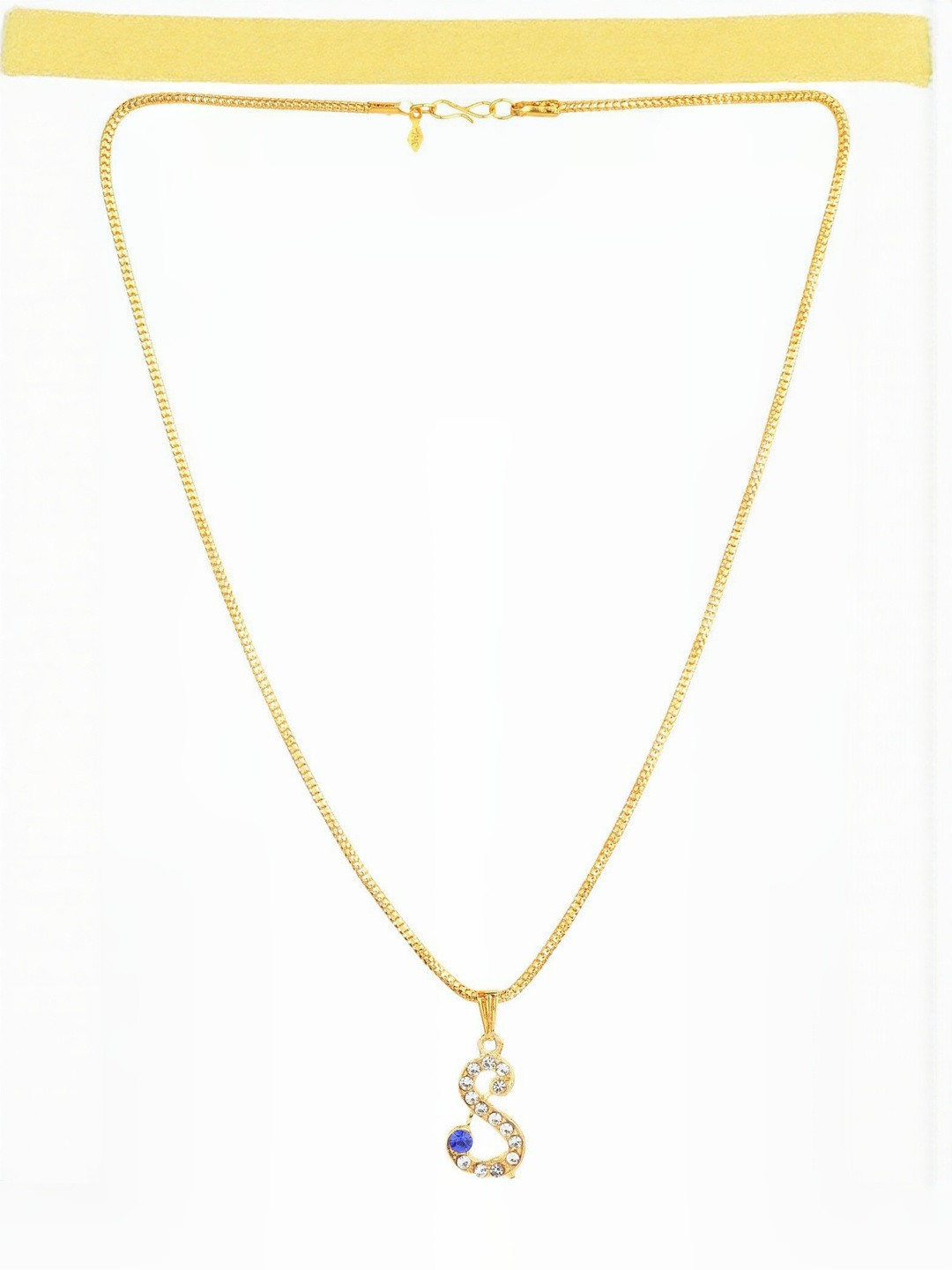 Rashifaashion Unisex Stainless Steel Artificial Stones Studded S Shaped Pendant With Chain
