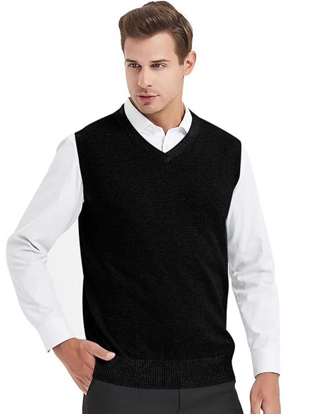StyleCast Men V-Neck Sleeveless Casual Sweater Vest