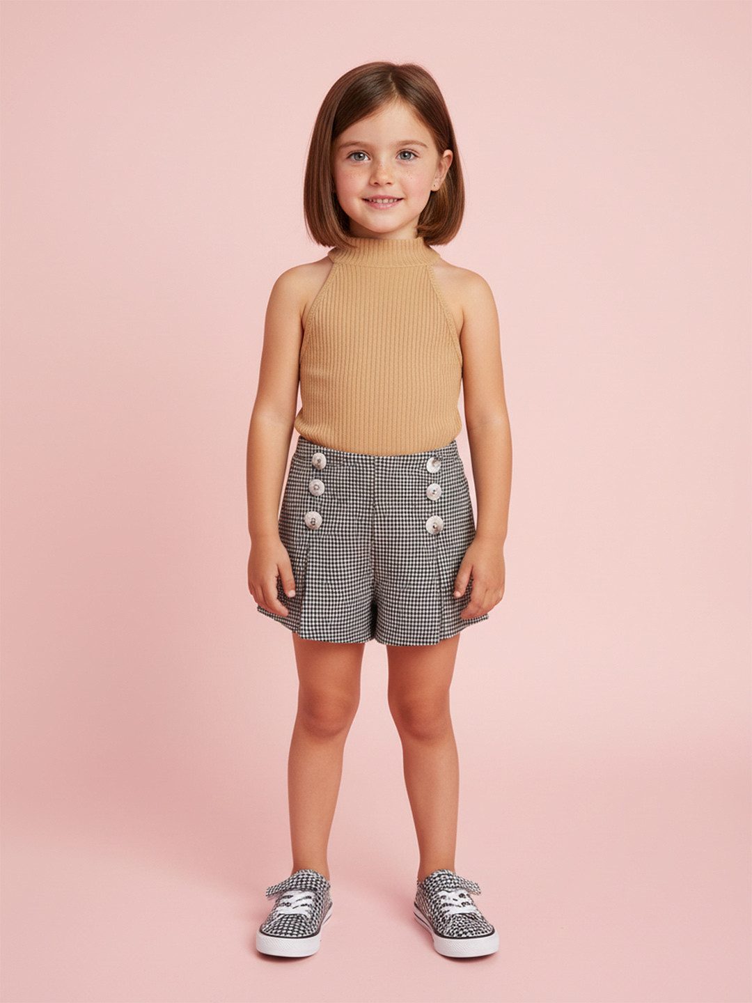 DEL LUNA Girls Halter Neck Sleeveless Top with Shorts