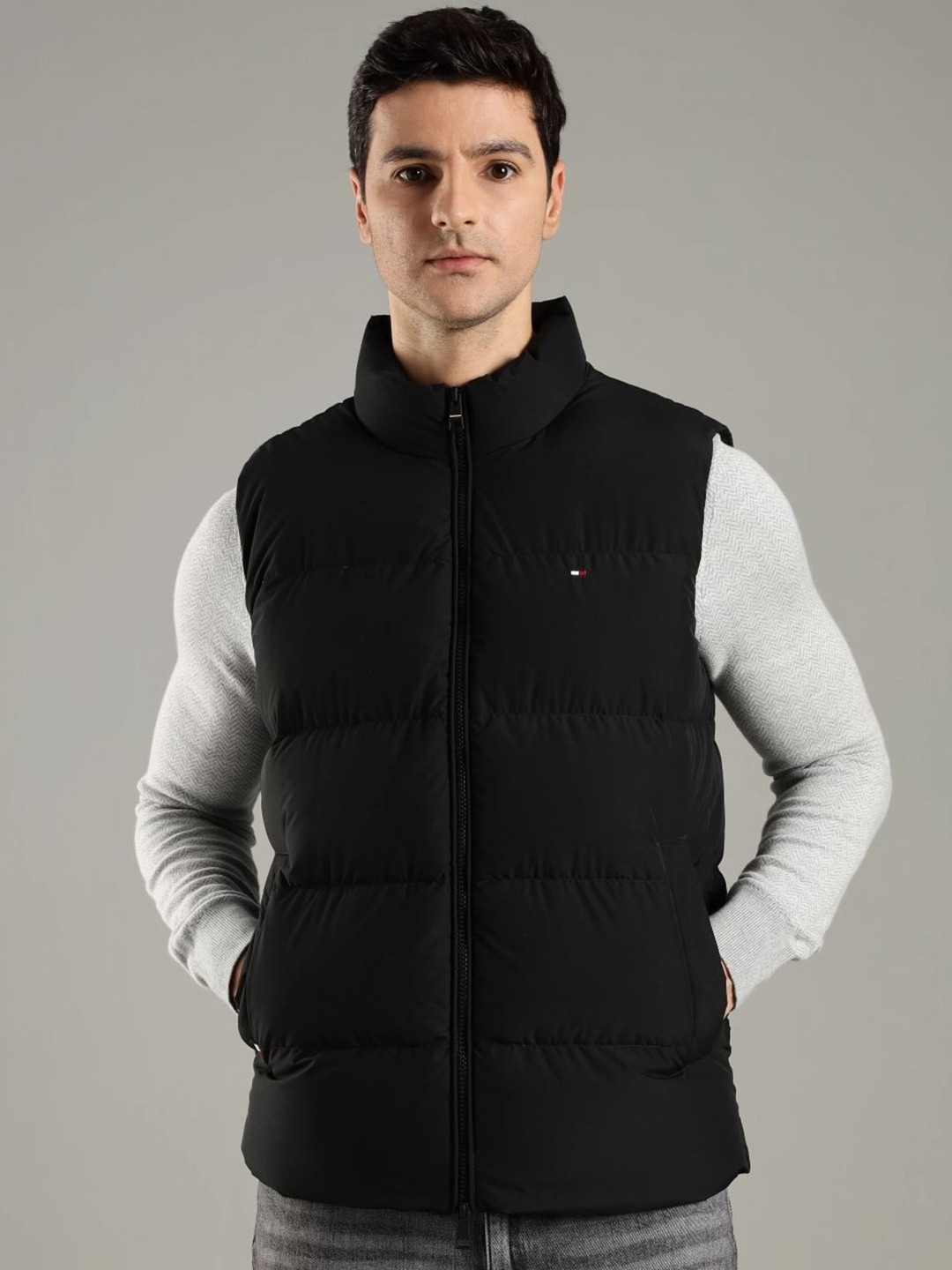Tommy Hilfiger Men Stand Collar Solid Puffer Jacket