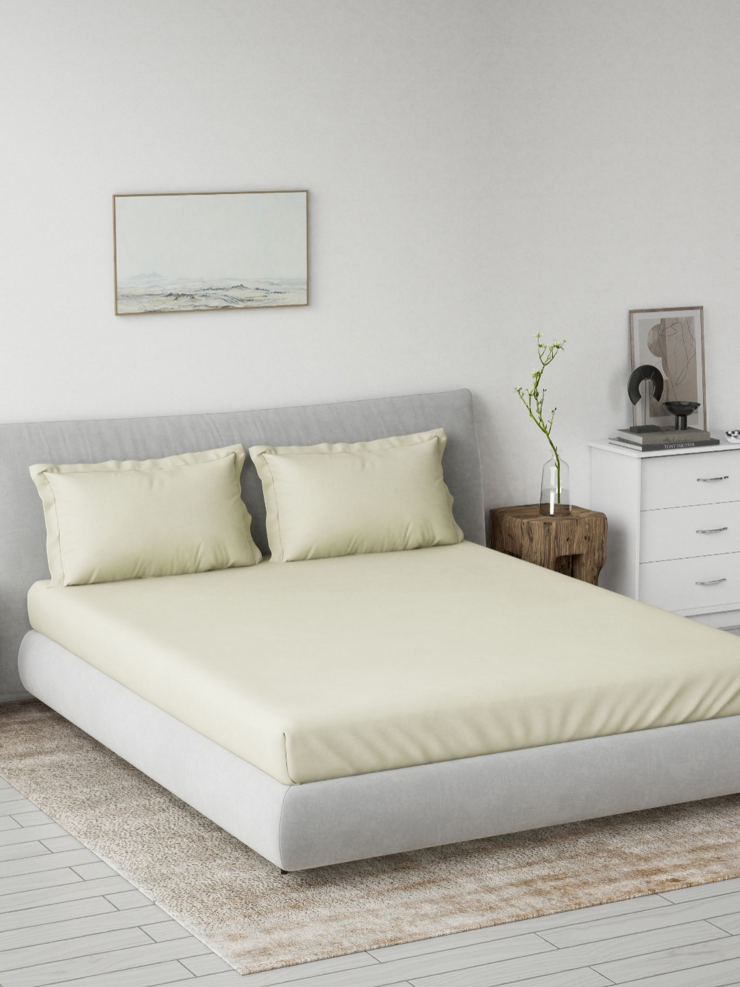 DDecor Spectrum Grey 180 TC Cotton King Bedsheet Set 1.82 m X 1.98 m