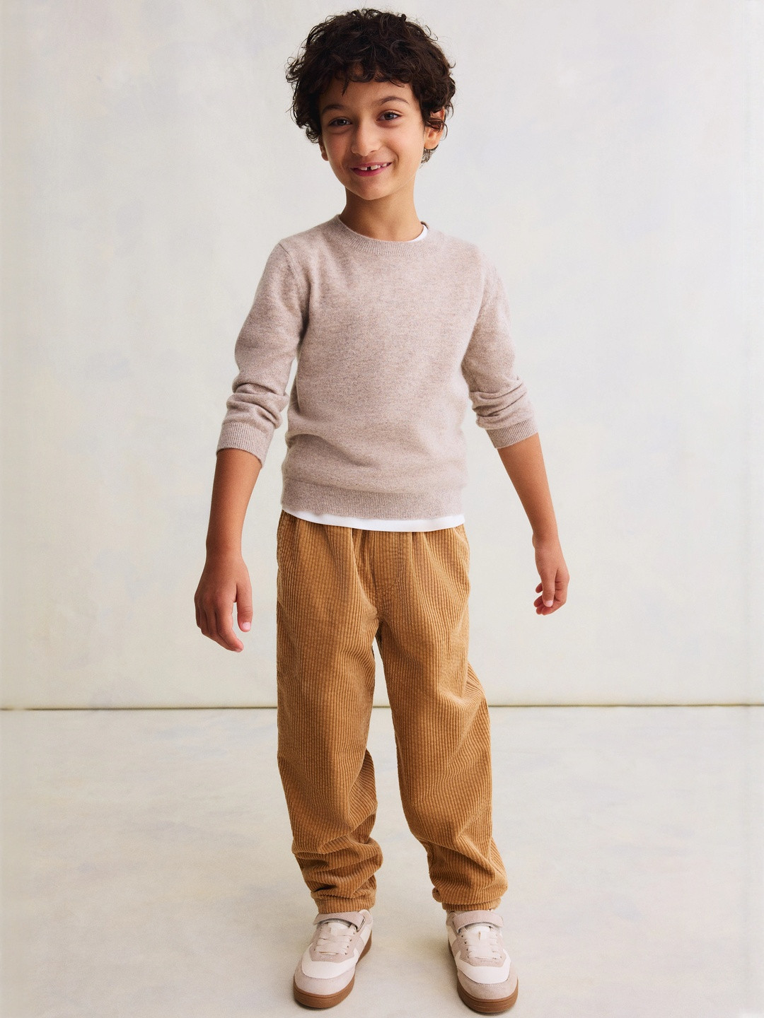 H&M Boys Striped Cotton Corduroy Regular Trousers