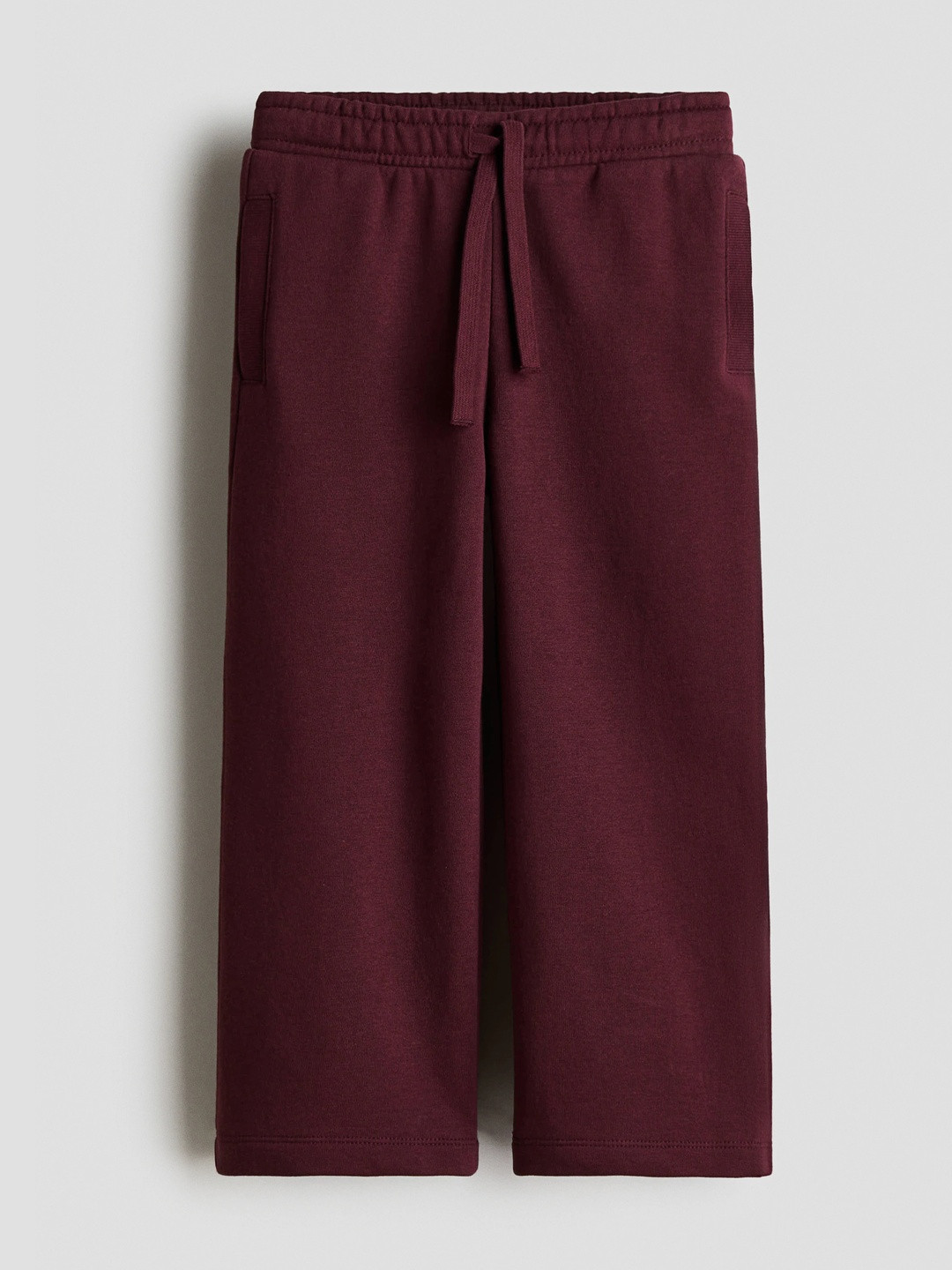 H&M Girls Solid Loose Fit Non Iron Cotton Blend Wide Brushed-Inside Regular Trousers