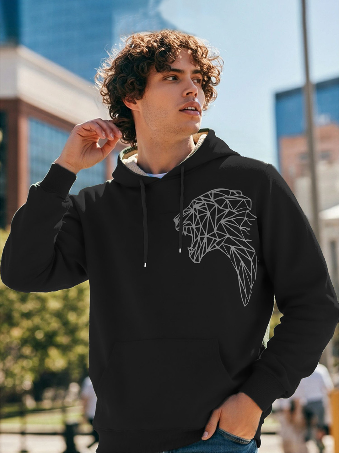 TOGS & TERRE Men's Graphic Printed Hooded Sweatshirt