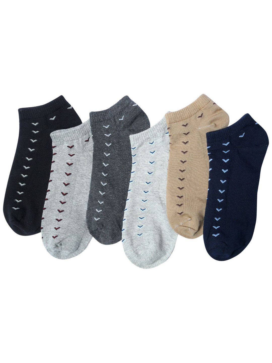N2S NEXT2SKIN Men Cotton Pack Of 6 Assorted Sneaker Socks with a Pattern