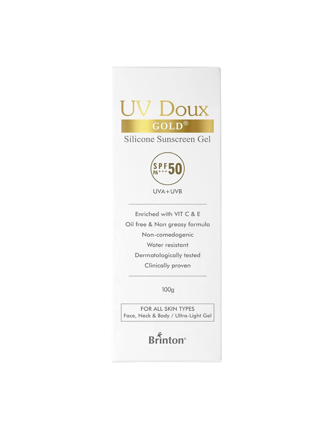 Brinton UV Doux Gold Silicone Sunscreen Gel SPF 50 PA+++ - 100 g