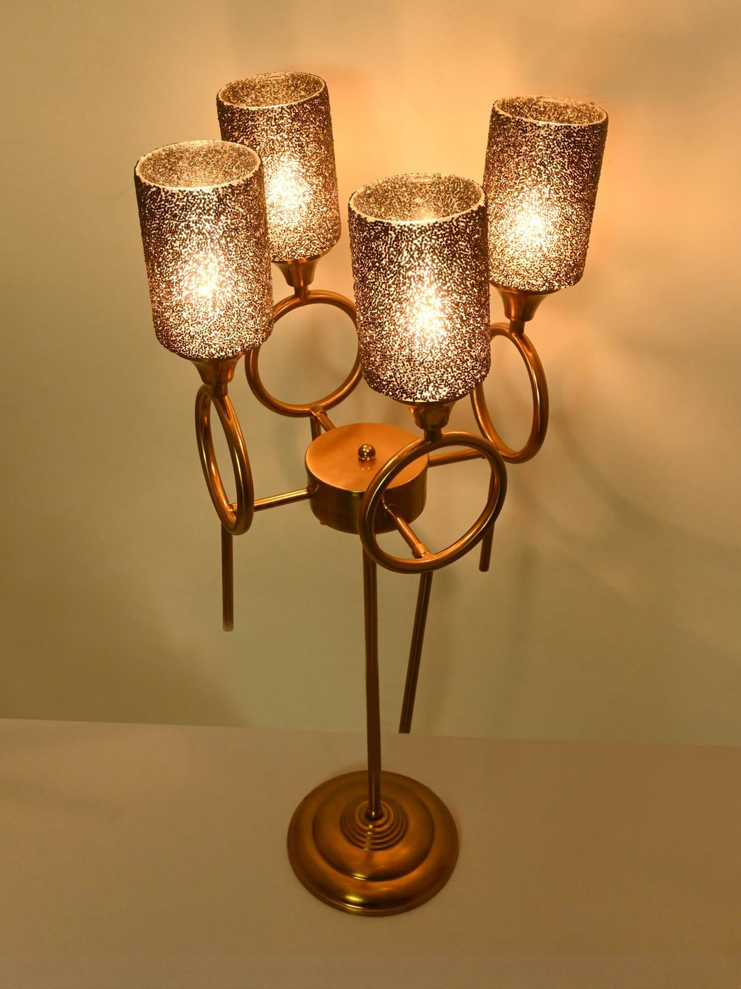 1st Time Floor Lamp with 4 Hand-Decorated Glass Shades