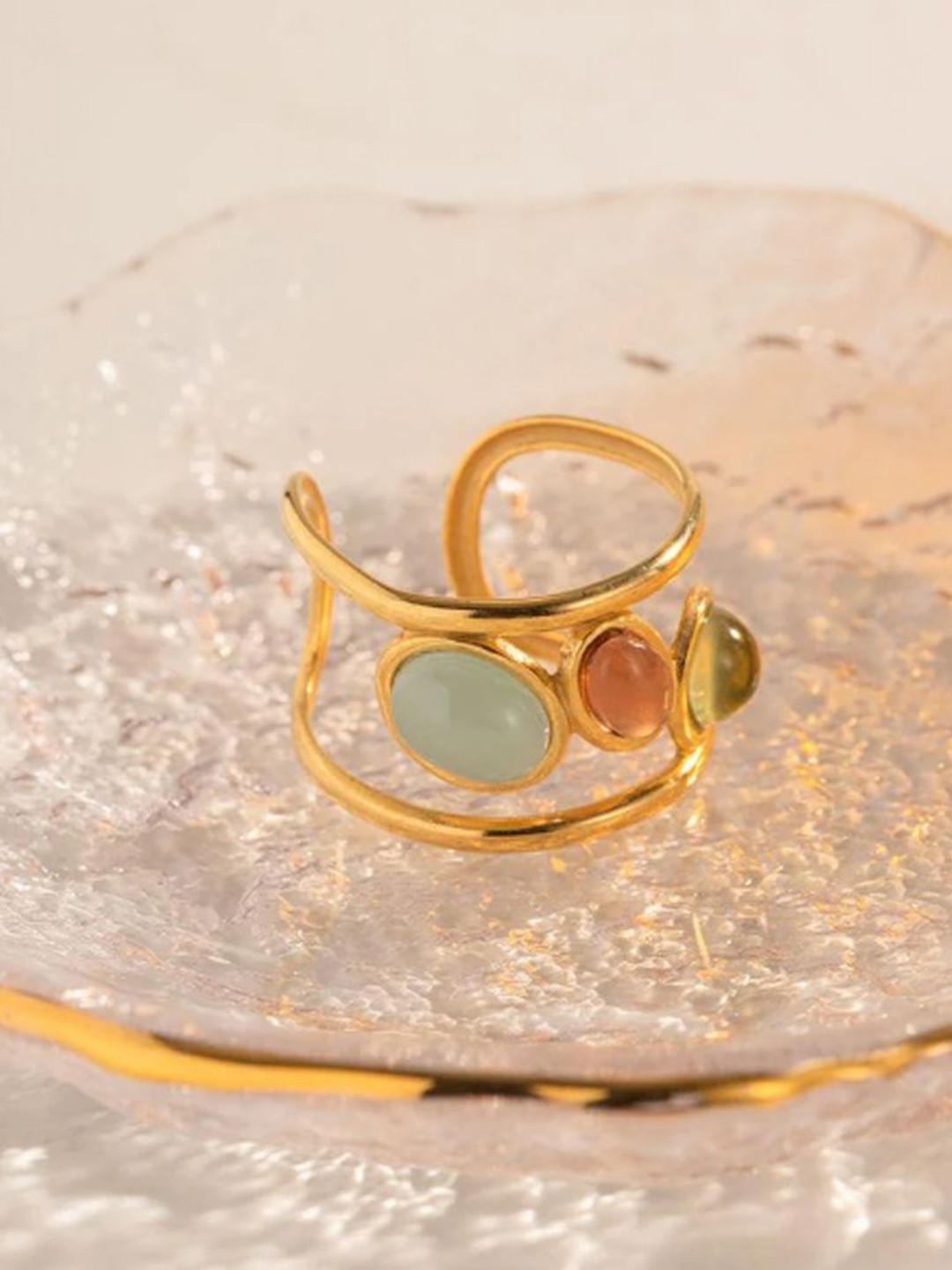 DIMPLERY 18K Gold Plated Stainless Steel Galaxy Finger Ring