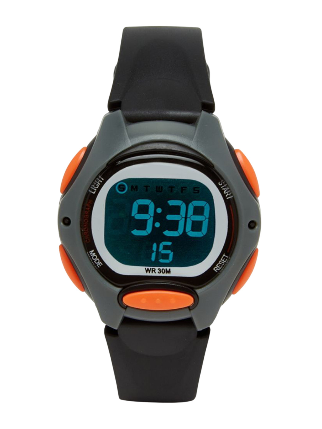 KIDSUN Boys Round Dial & Silicon Straps Digital Multi Function Watch 801_BLACK_ORANGE