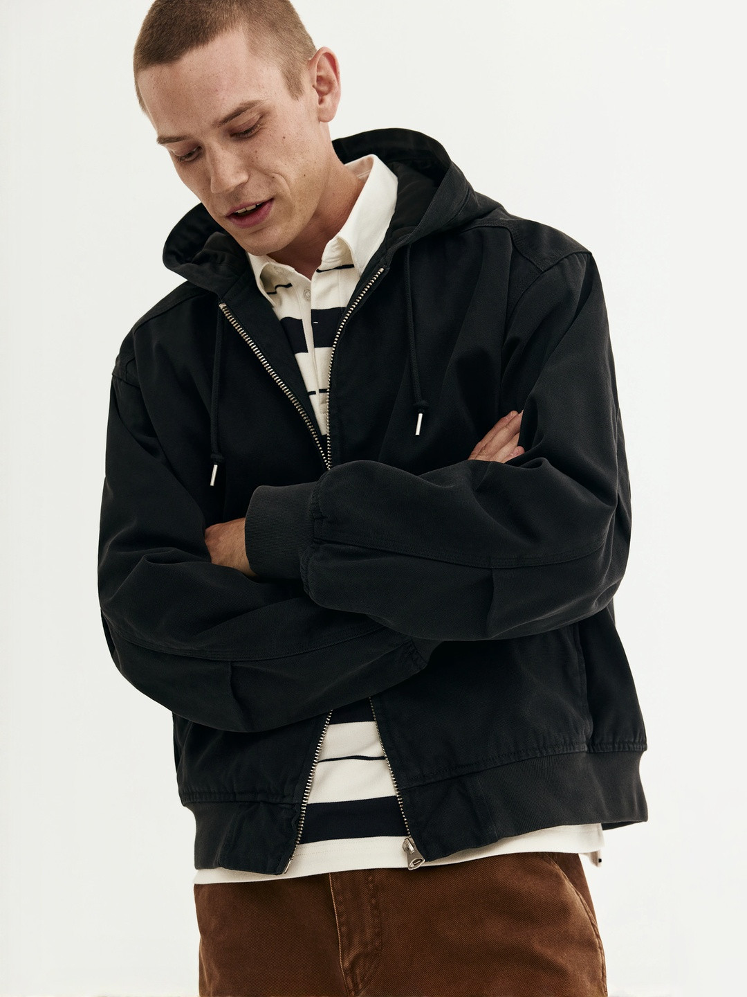 H&M Men Loose Fit Hooded Canvas Jacket