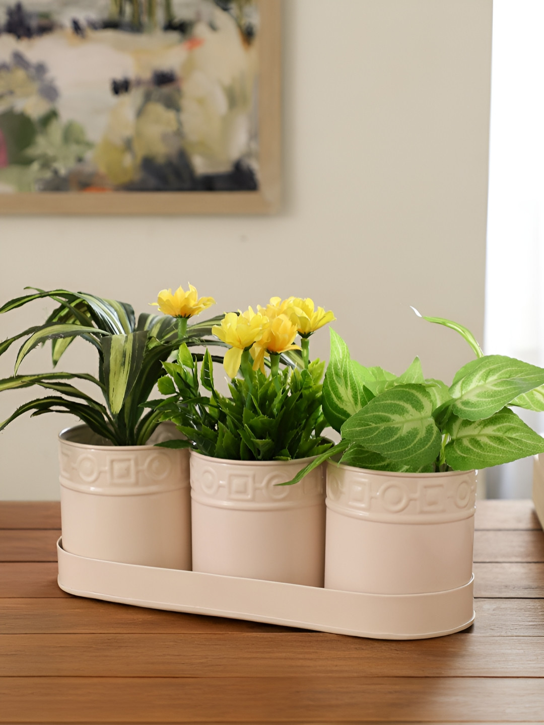 Maison Modern  Bloom Bliss 3-Pcs Off-White Textured Planters