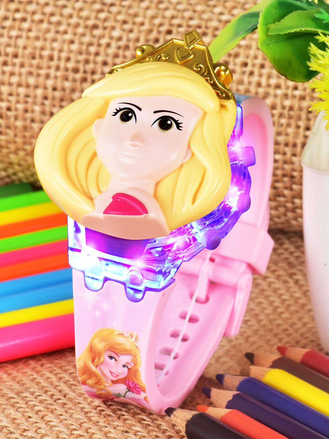 Shocknshop Girls Musical Cartoon Back Ground Disco Light Digital Watch WCH349 Princess