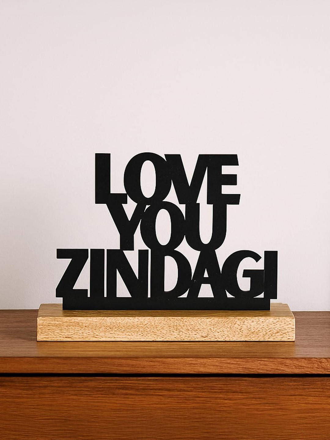 MARKET99 VON CASA Black & Brown Textured Wooden Inspirational Quote Showpieces