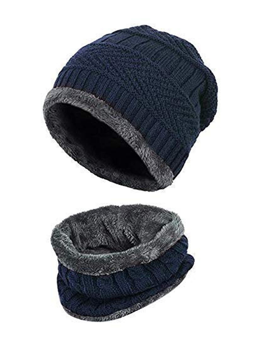 Navkar Crafts Unisex Woollen Winter Cap and Neck Scarve Set