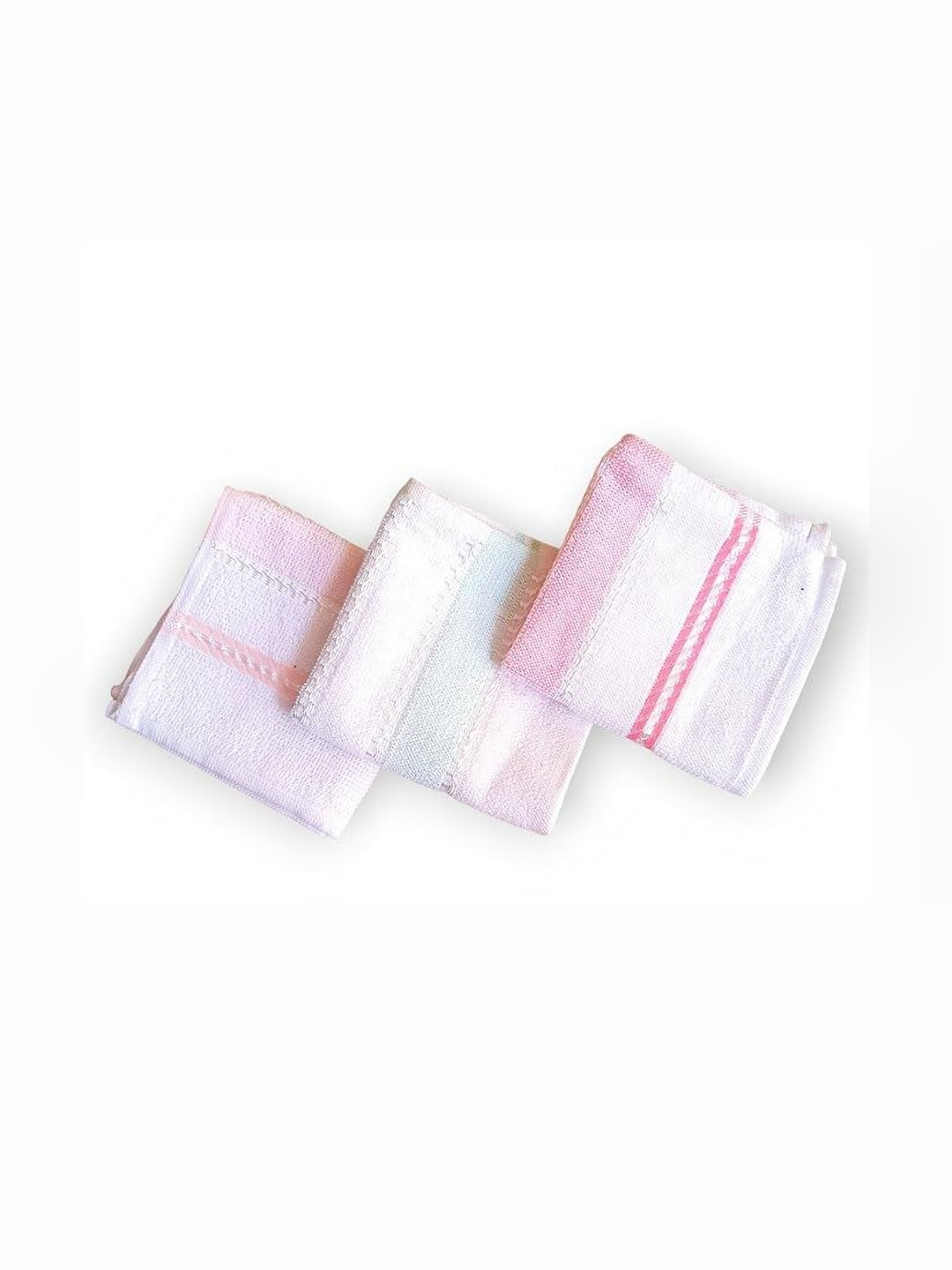 BRIJ SUGANDHA White & Pink 3 Pieces Floral Printed Cotton 210 GSM Bath Towels