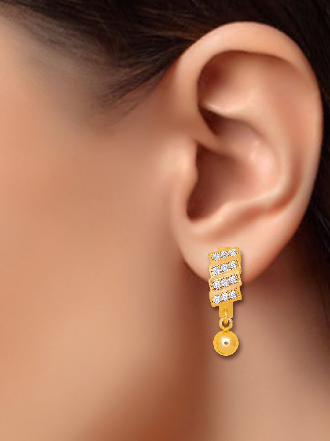 Raj And Deb Women Gold-Plated Studded Hoop Earrings With Lever Back