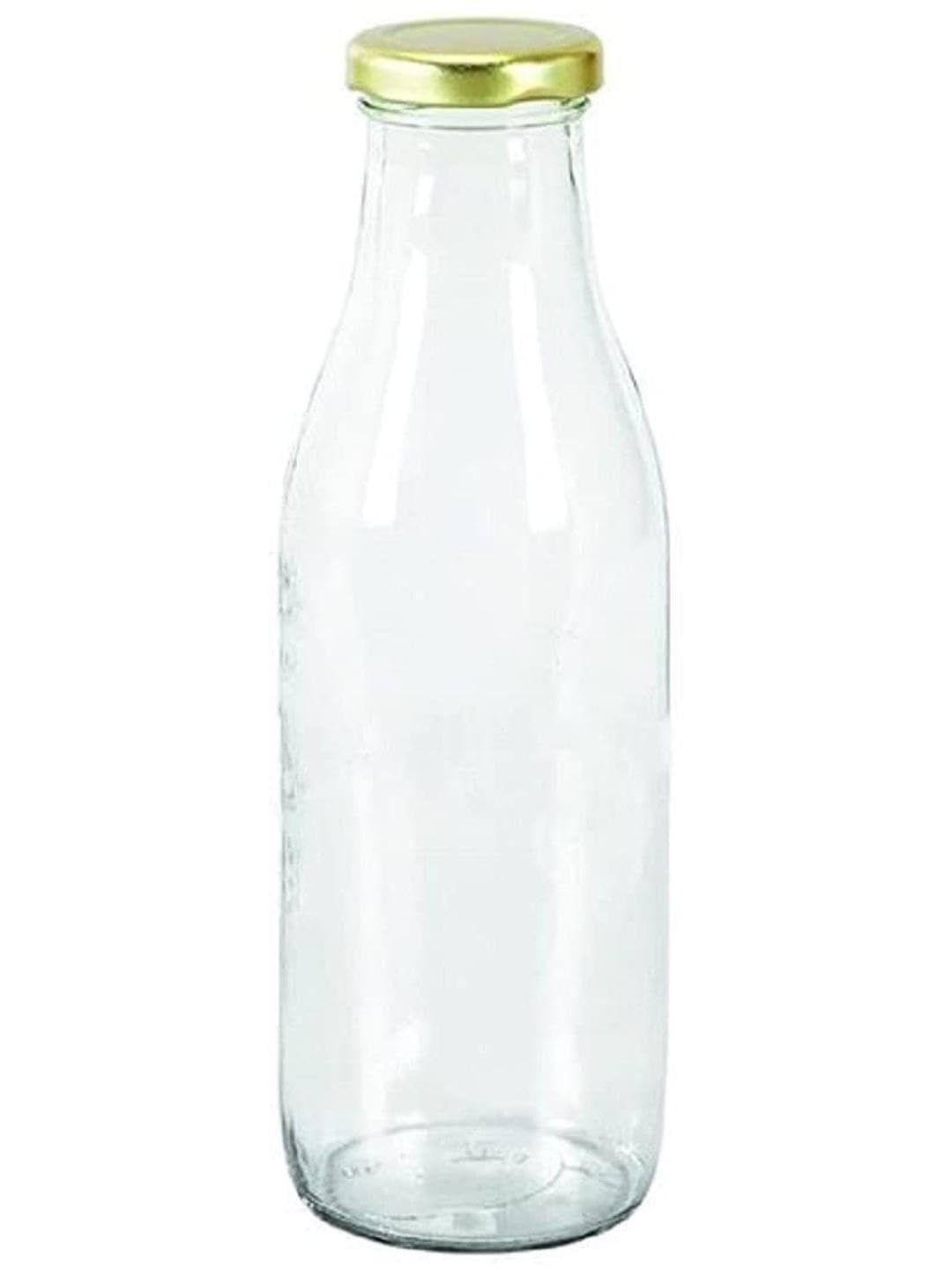 1ST TIME Transparent & Gold-Toned Glass Freezer Safe Water Bottles- 1 L