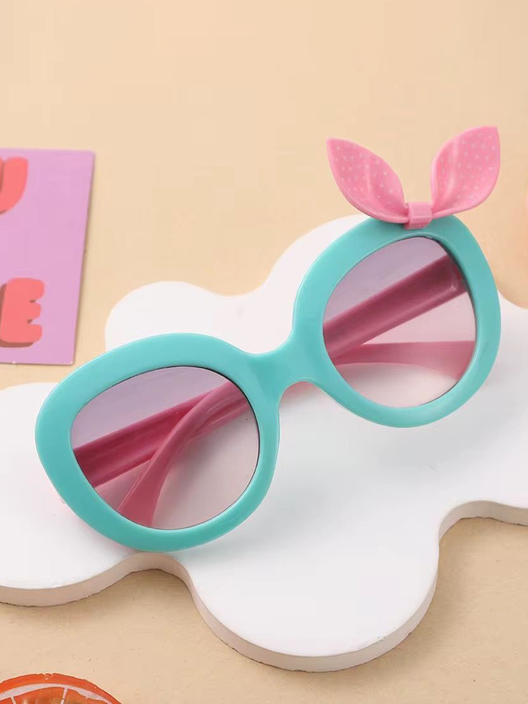 KIDSUN Girls Full Rim Bow Sunglasses With UV Protected Lens B1510_GREEN_PINK