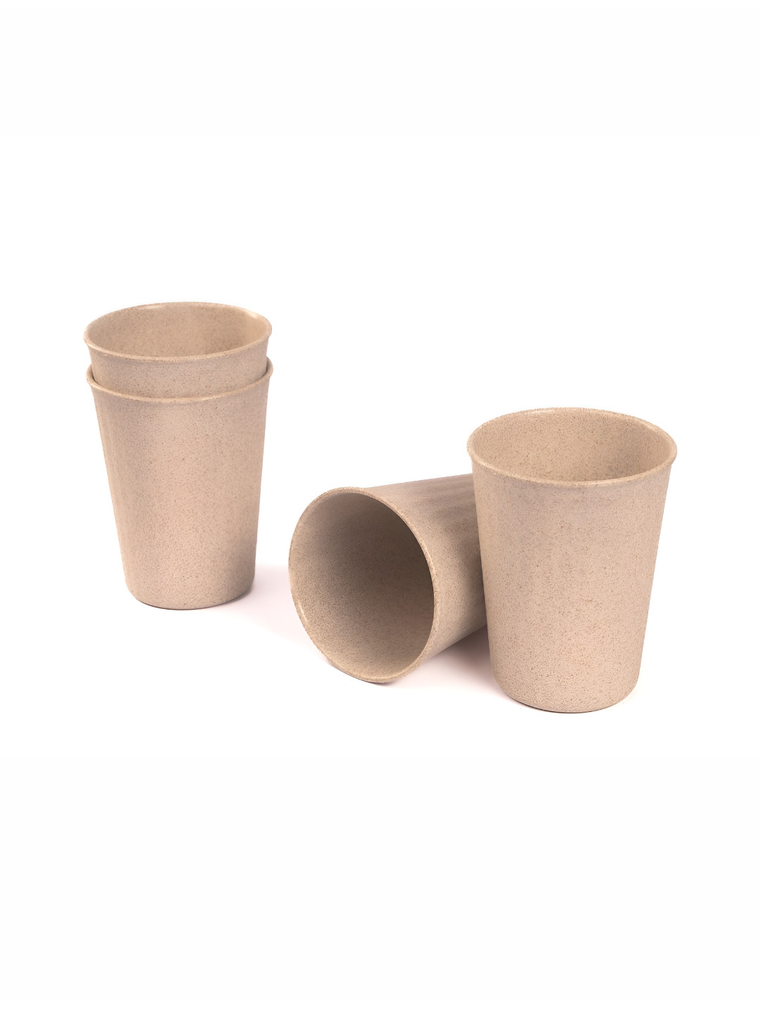 IRIDA NATURALS Beige 4 Pieces Rice Husk Dishwasher and Microwave Safe Cups 335ml