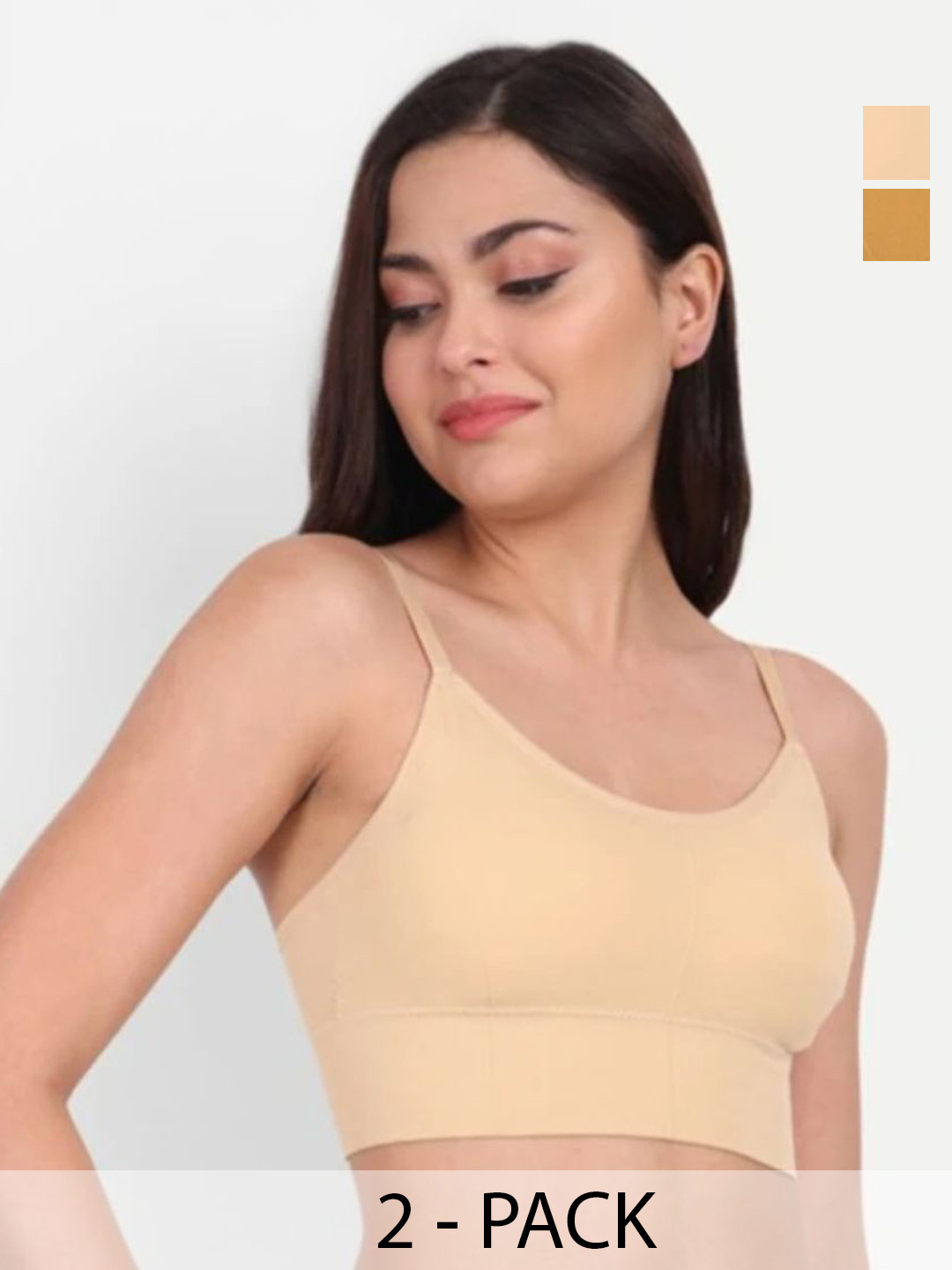 MS.TRADERS.786 Pack of 2 Full Coverage Lightly Padded Seamless Crop Non-Wired Everyday Bra