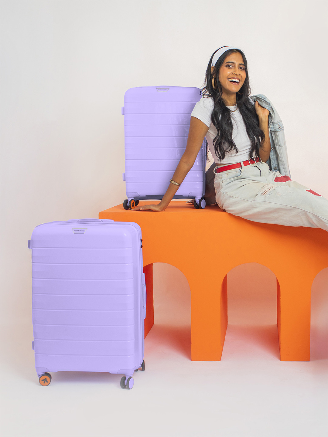 Nasher Miles Vienna Polypropylene Set of 2 M/L Purple Trolley Bags (65-75 cm)