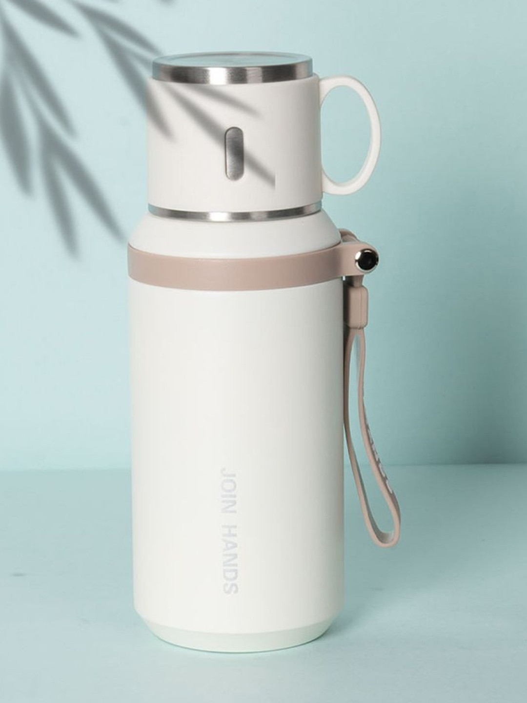 AARVI DECOR STUDIO White Stainless Steel Airtight Flowmate Water Bottle