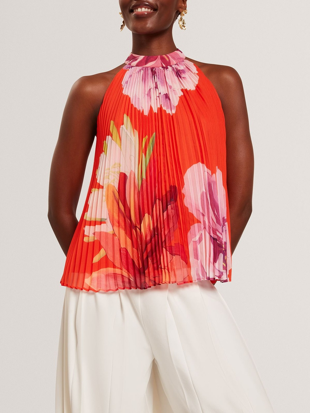 Ted Baker Floral Print Halter Neck Cotton Top