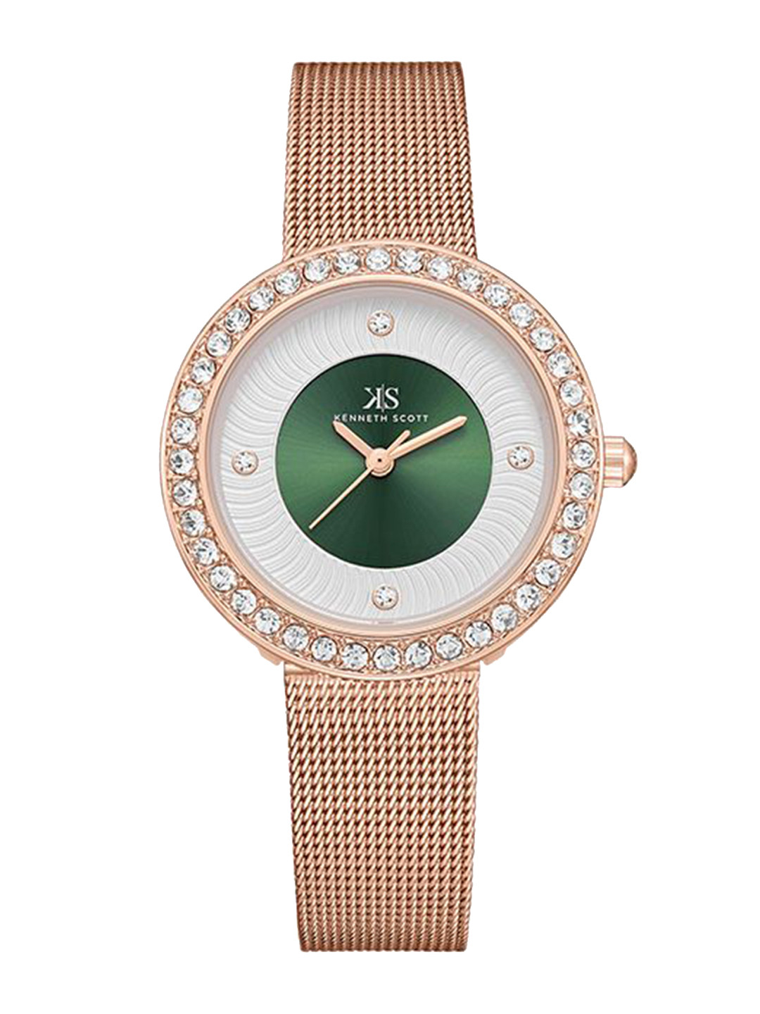 KENNETH SCOTT Women Embellished Dial & Stainless Steel Straps Analogue Watch K23535-RMKG