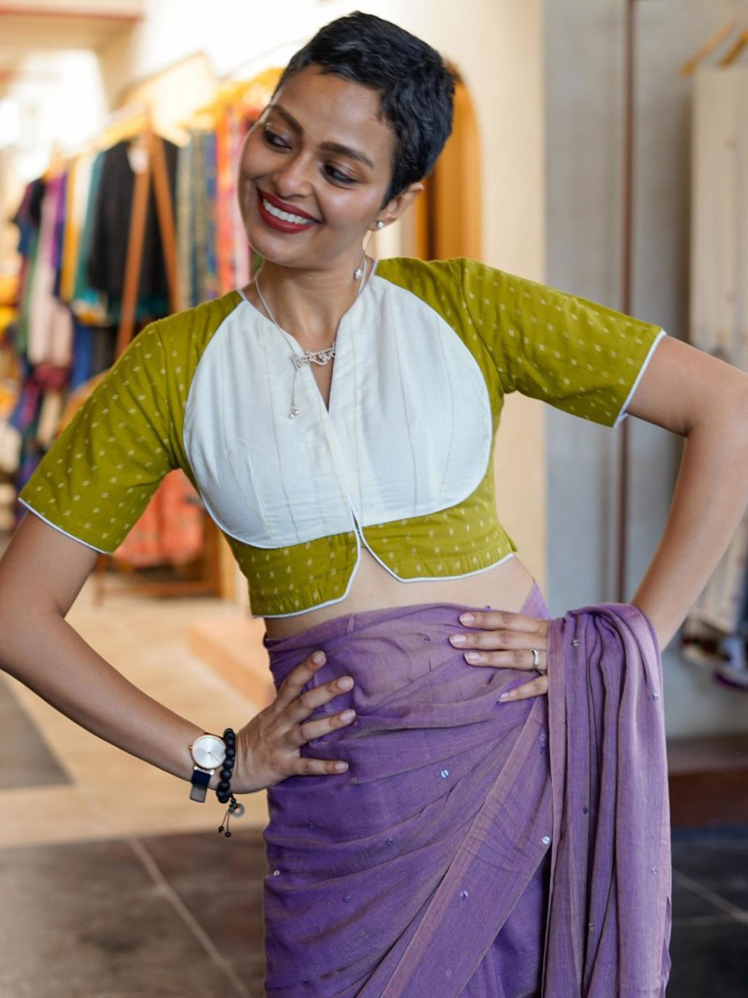 Suta Green Cotton Blouse