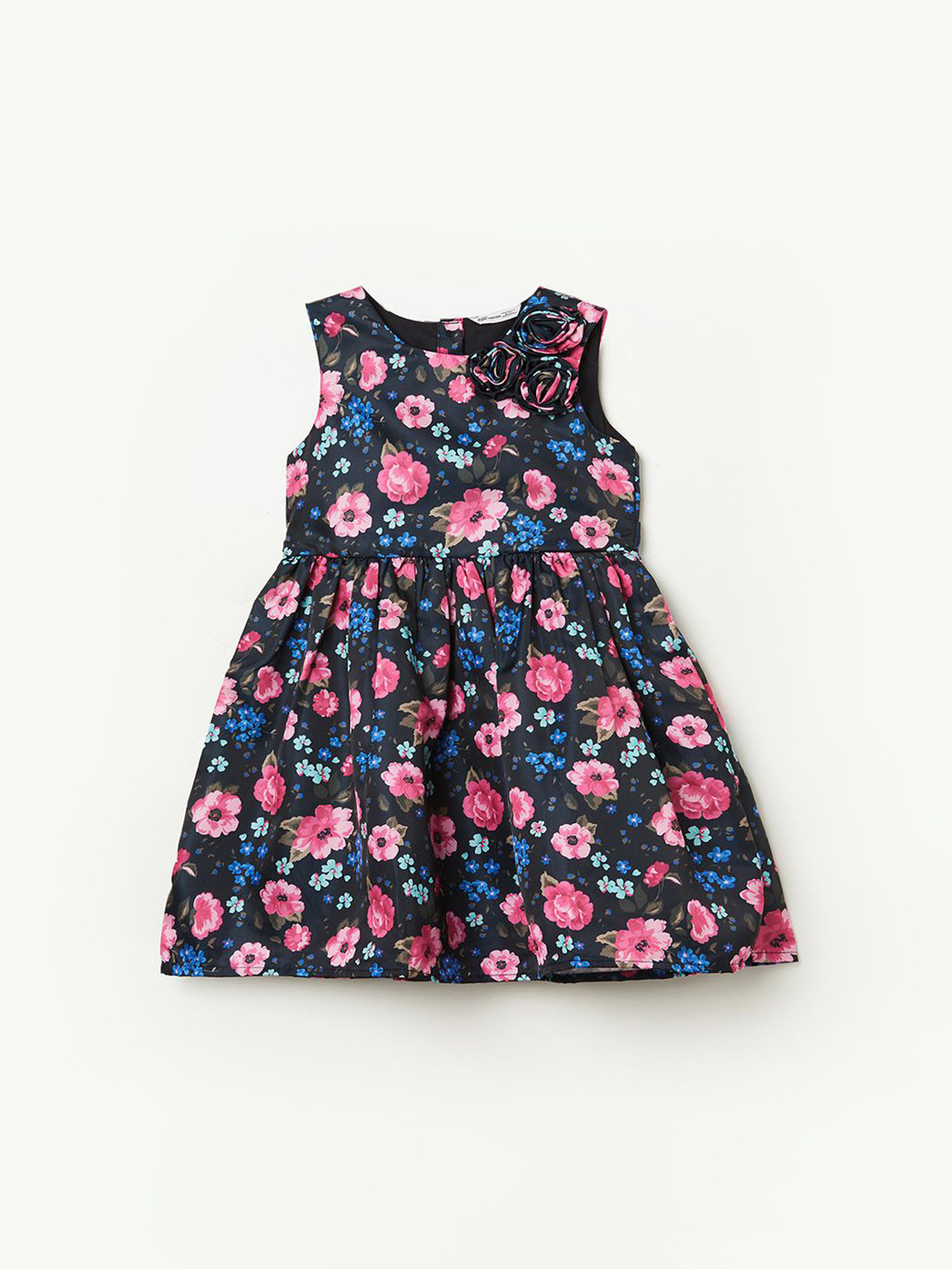 Fame Forever by Lifestyle Girls Floral Printed Gathered Sleeveless Fit & Flare Dress