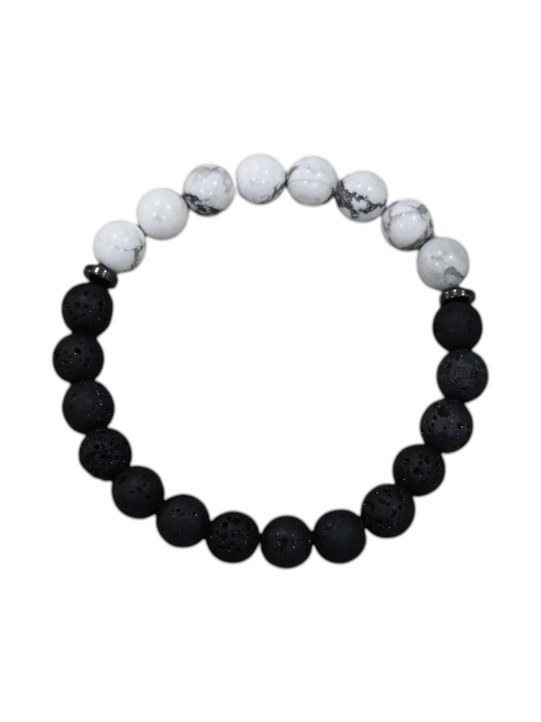 Gems Guru Unisex Calm Mind Peaceful Vibes & Modern Natural Metalic Lava Howlite Bracelet