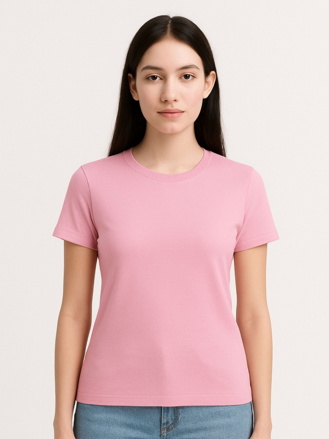 inner element Women Solid Round Neck Cotton T-shirt