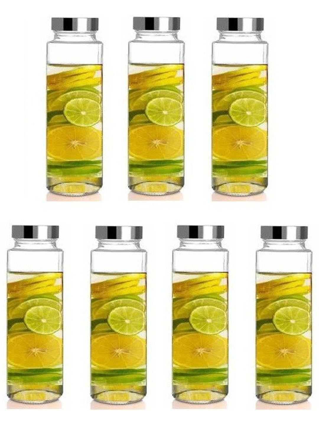 1ST TIME Set Of 7 Transparent Glass Textured Freezer Safe Water Bottle