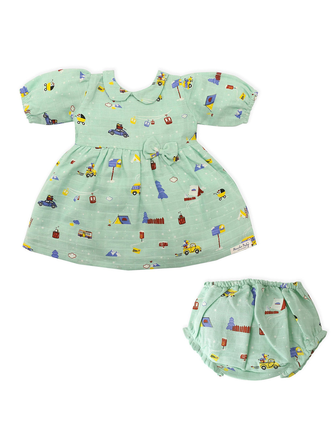 Honcho Baby Girls Printed Pure Cotton Frock With Bloomer