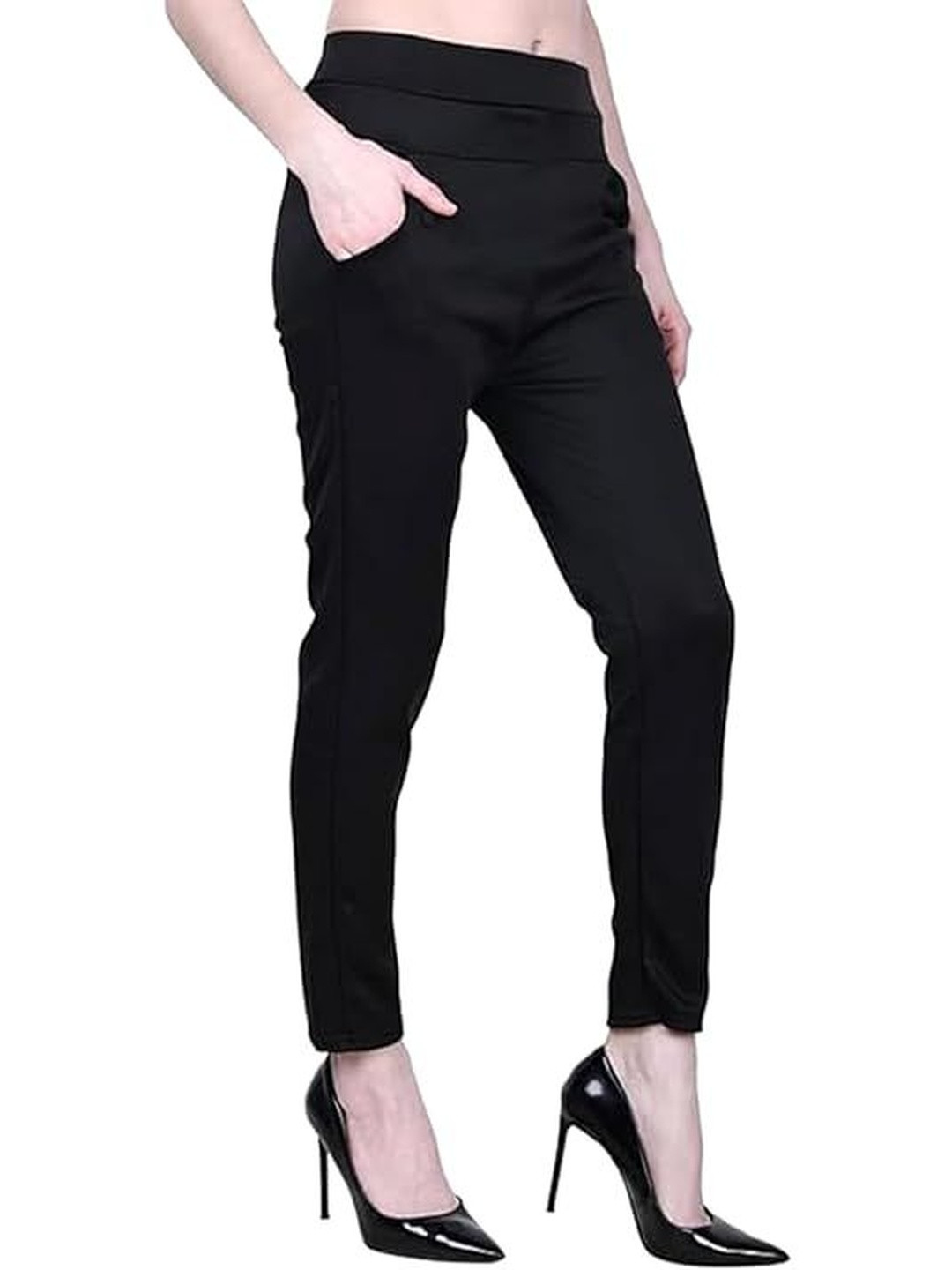 Eleg & Stilance Women Black High Rise Viscose Rayon Ankle Length Jeggings