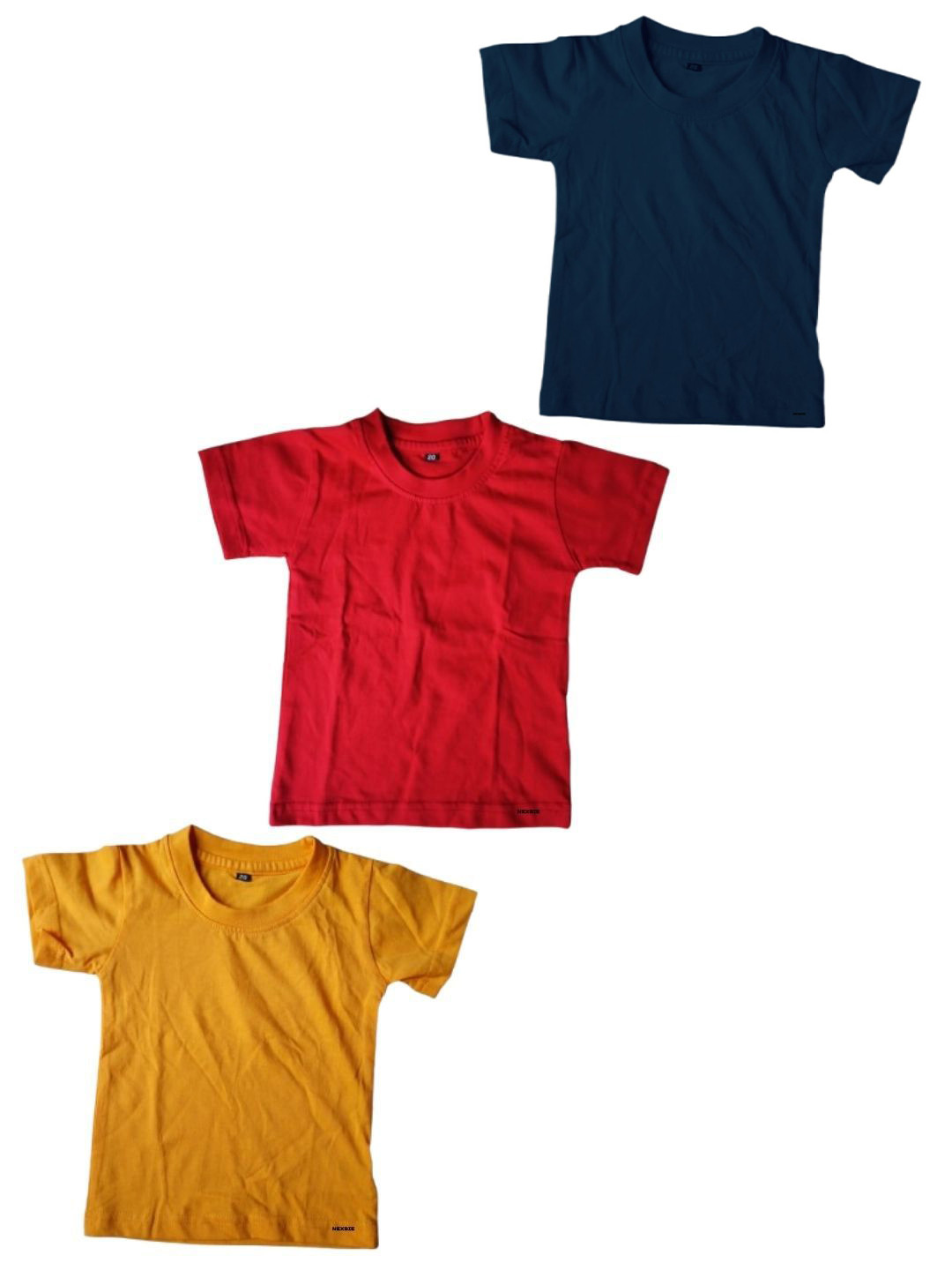NEXBIE Boys Pack of 3 Solid Round Neck Cotton T-shirts