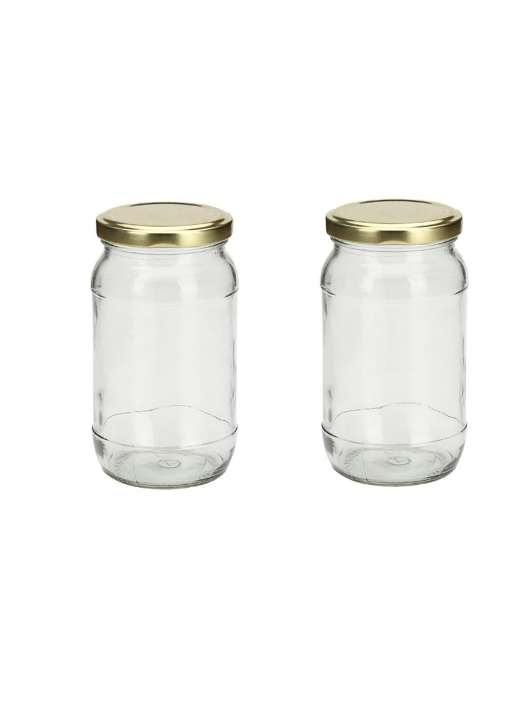 1ST TIME Set of 2 Round Transparent Glass Jar With Twist Lock Closure