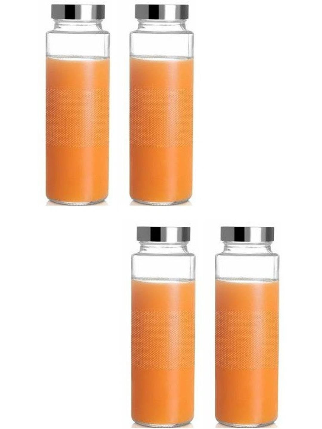 1ST TIME Transparent Glass Freezer Safe 4 Pieces Regular Water Bottle- 750ML
