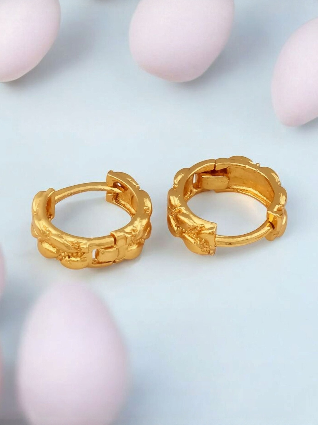 SHREE KRISHNA SHOPPING Unisex Gold-Plated Circular Hoop Brass Earrings