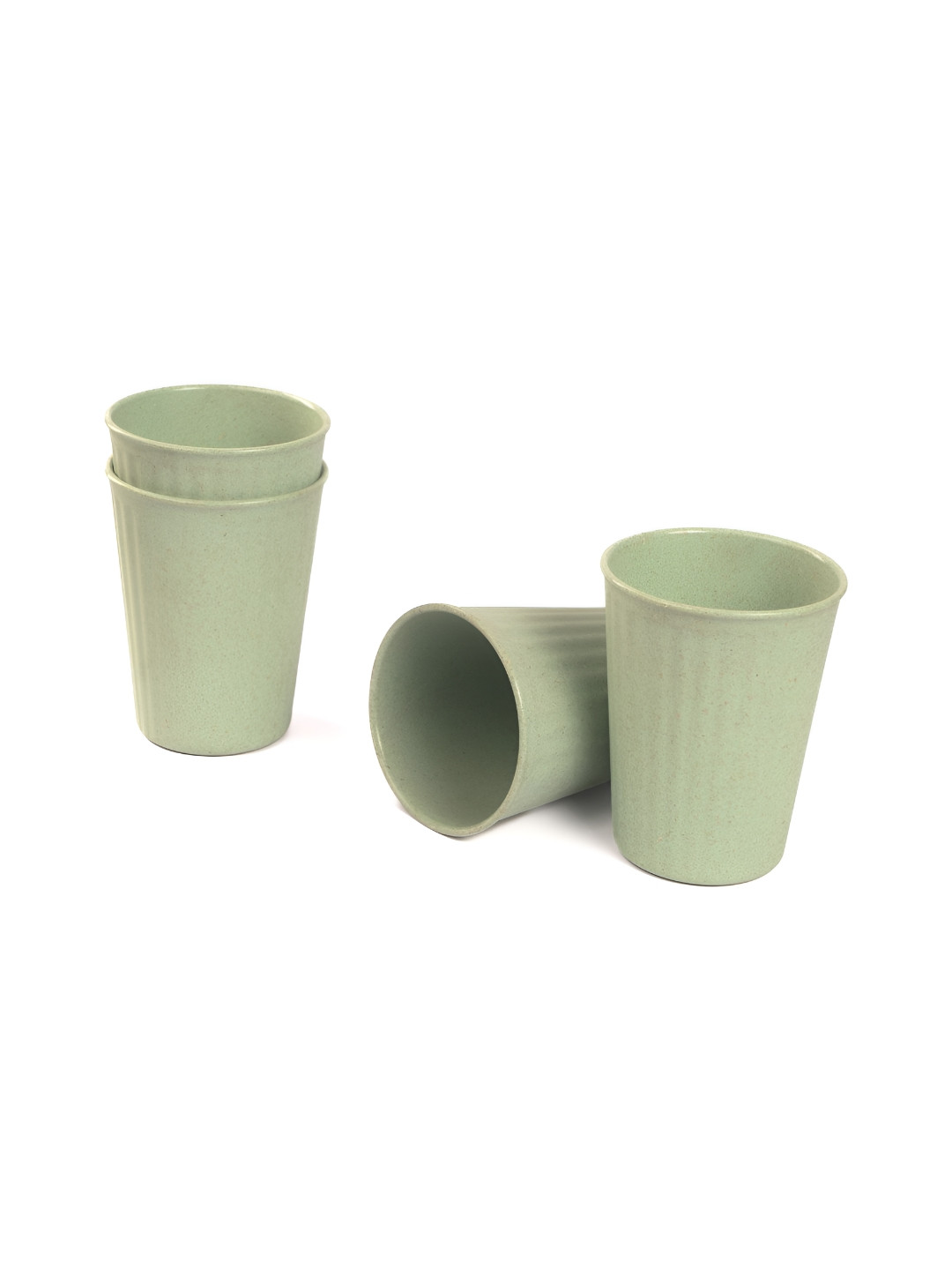 IRIDA NATURALS Green 4 Pieces Rice Husk Dishwasher and Microwave Safe Cups 335ml