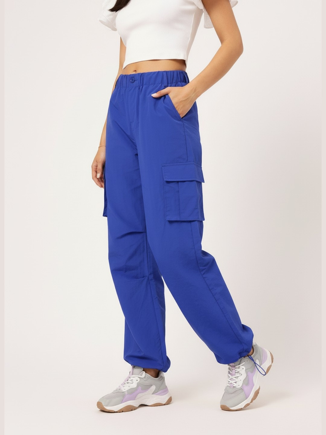 DressBerry Women Functional Fashion Cargo Style Parachute Trousers