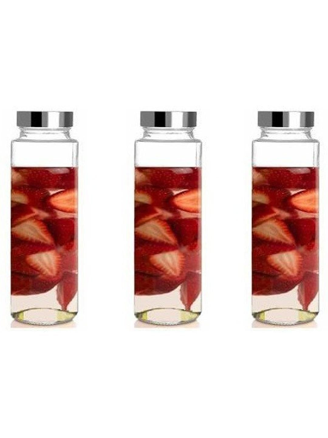 1ST TIME Transparent Glass Freezer Safe 3 Pieces Regular Water Bottle- 750ML