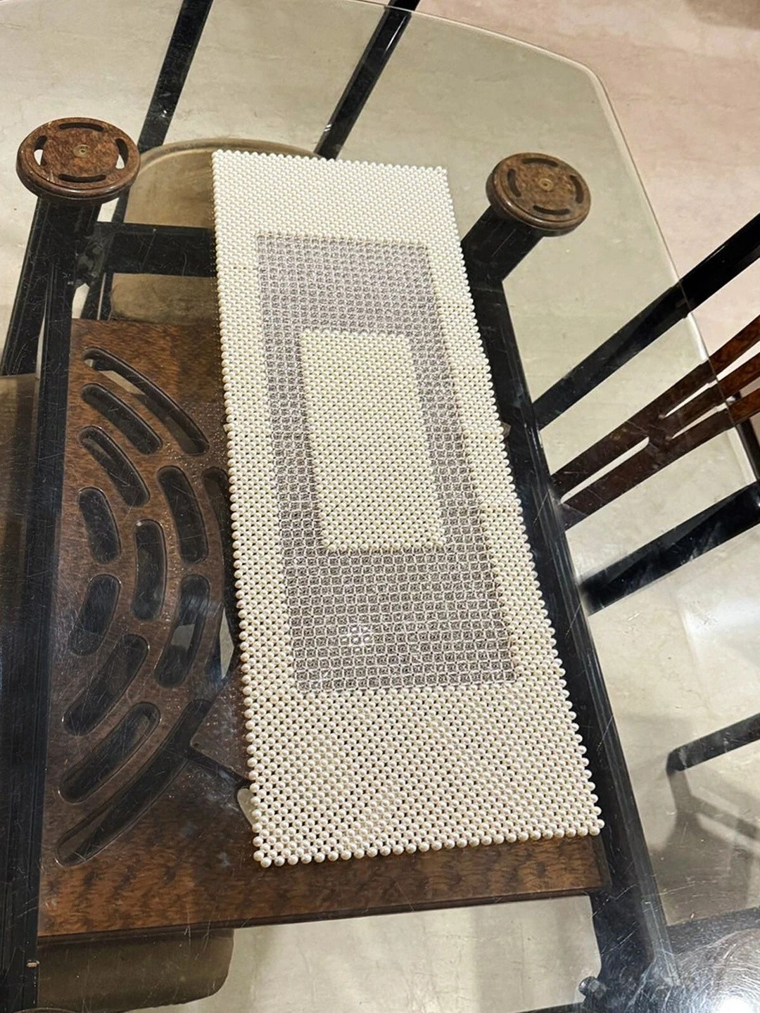 LaVichitra White Rectangular Table Placemat