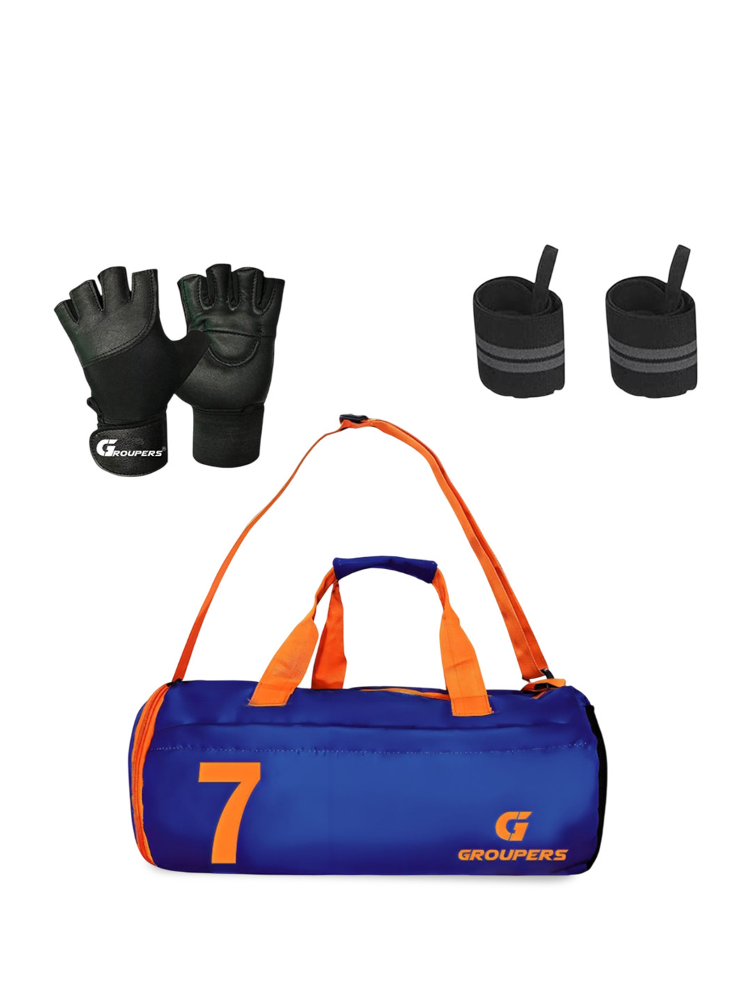 GROUPERS Unisex Medium Sports Or Gym Duffel Bag With Gym Gloves & Wrist Band