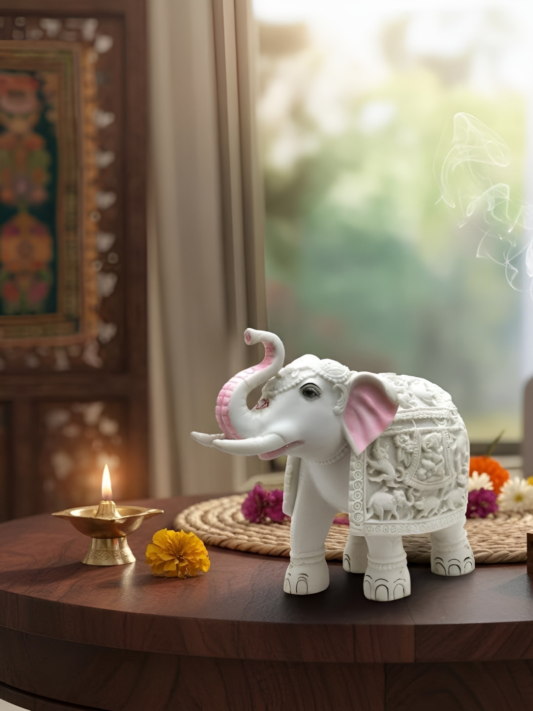 THE SACRED GIFTS White And Pink Birds And Animals Figurine Showpiece